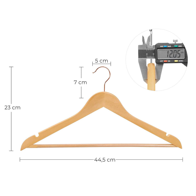 Trähängen - Klädhängare - Klasshängare - Anti -Slip - Uppsättning av 20