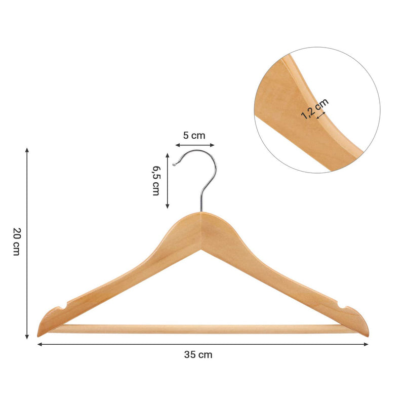 Îmbrăcăminte de îmbrăcăminte pentru copii - din lemn solid - set de 10 - Naturel