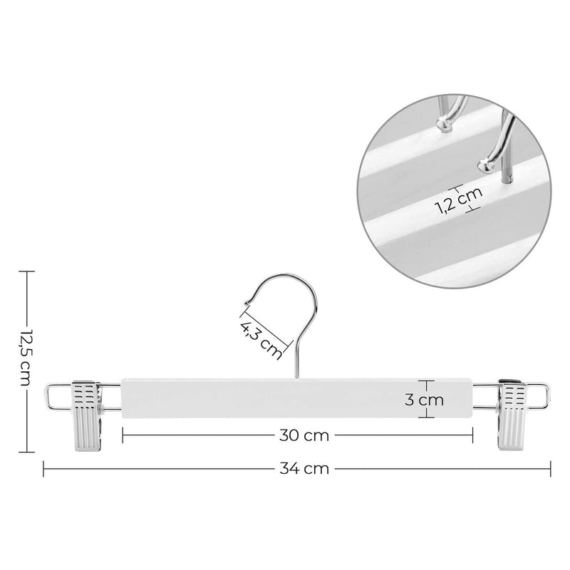 Broekhanger - Kledinghanger - Set van 8 - Met clips - Wit