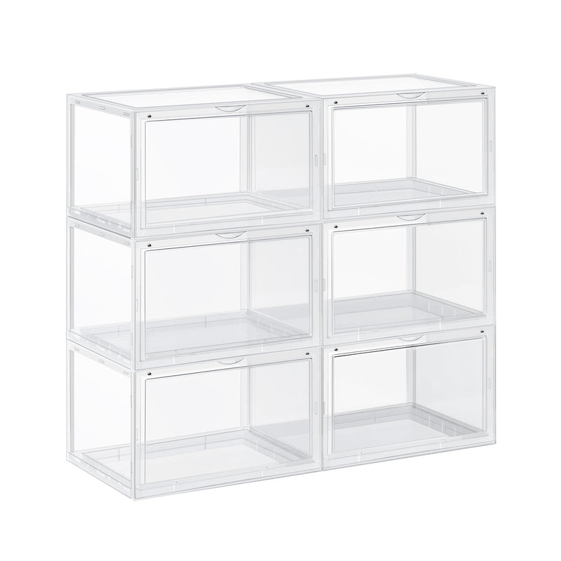 Cutii de încălțăminte - 6 bucăți - Stackable - Cutie de plastic - Cutii - 46, 36 x 28 x 22 cm, transparent