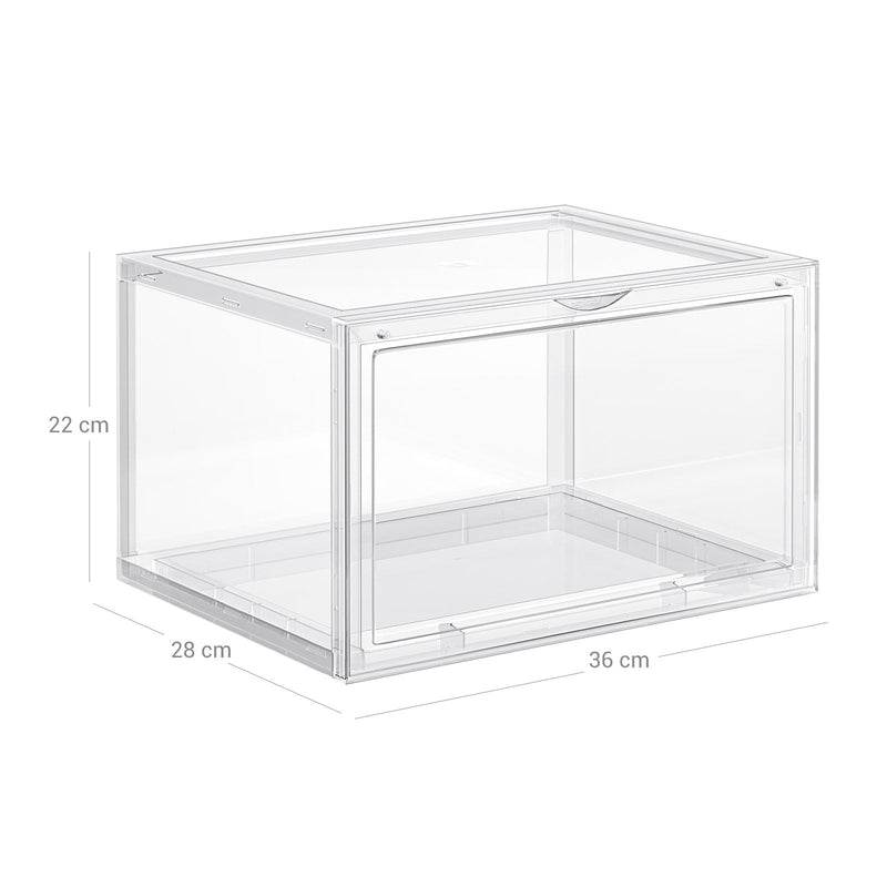 Skobokse - 6 stykker - Stabelbar - Plastboks - Bokse - 46, 36 x 28 x 22 cm, gennemsigtig