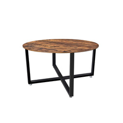 Table basse - Table de banque - Round - Cadre en acier - marron