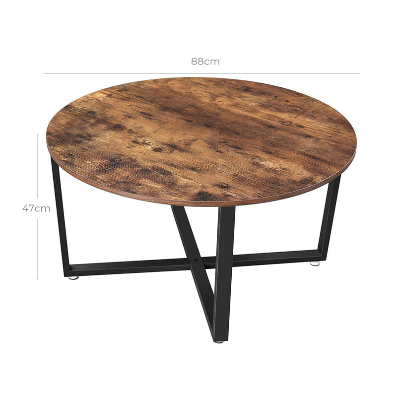 Table basse - Table de banque - Round - Cadre en acier - marron