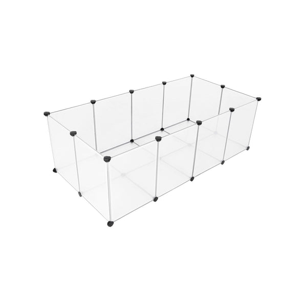 Pet Playbox med botten - Hek Cage - 20 paneler - vit