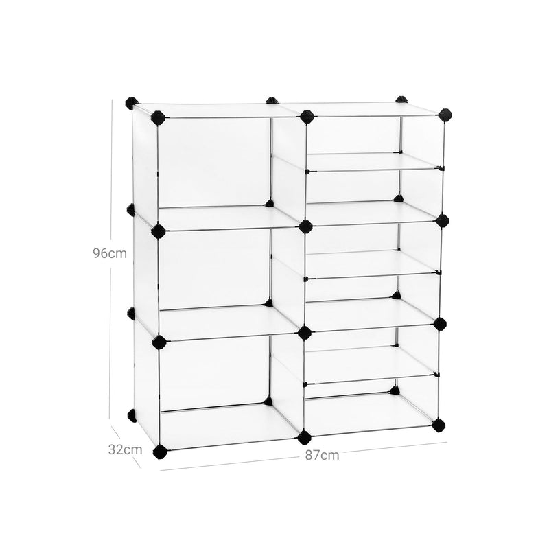 Shoe Rack - Racking System - med krokar och partitioner - plast - transparent