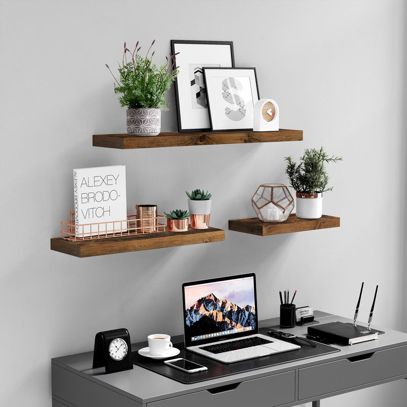 Wandplank voor Boeken - Zwevende Plank - Rustiek Bruin