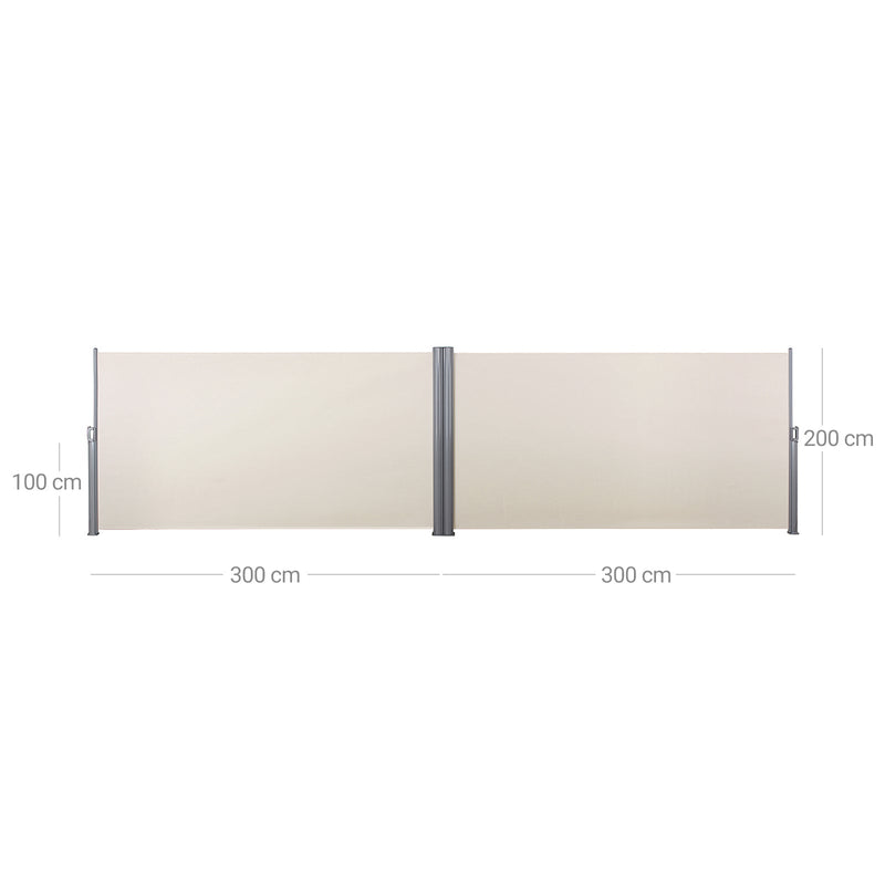 Double Garden Screen - Utdragbar vindrutan - Sunshade 2 x 6 m - Beige