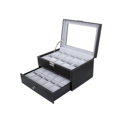 Watchbox - pour 20 montres - mon armoire de montre avec couvercle en verre - noir