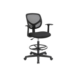 Chaise de bureau ergonomique - chaise informatique - tabouret de travail - avec accoudoirs - avec reproche - noir