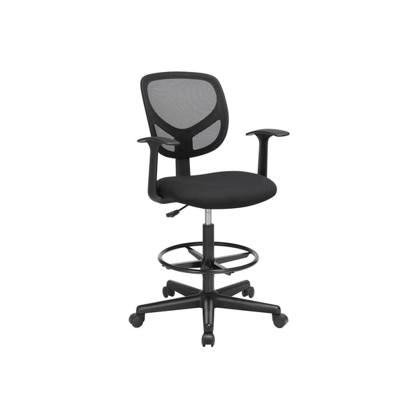 Ergonomisk kontorstol - Computerstol - Arbejdsstol - Med armlæn - med fodstøtte - sort