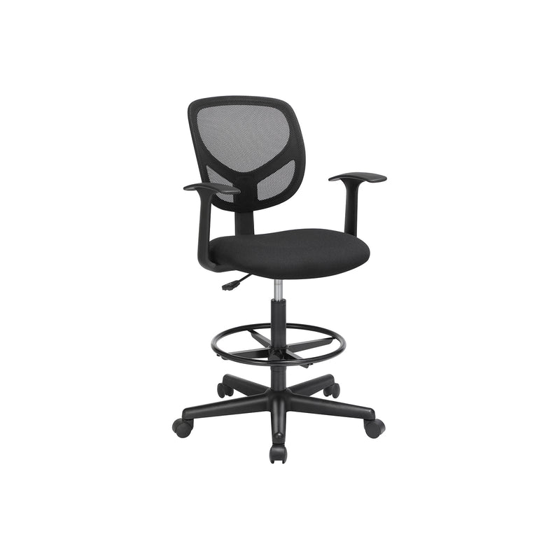 Ergonominen toimistotuoli - tietokonetuoli - työtuoli - käsinojalla - jalkatuella - musta