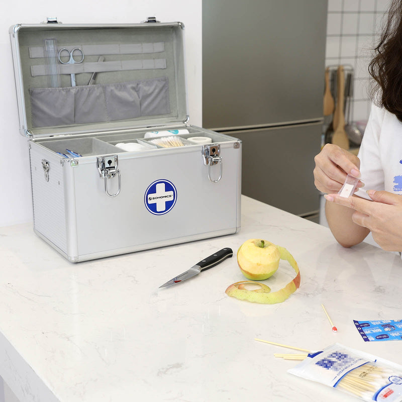 First Aid Box - med håndtag - aluminium tegneserier abs - sølv