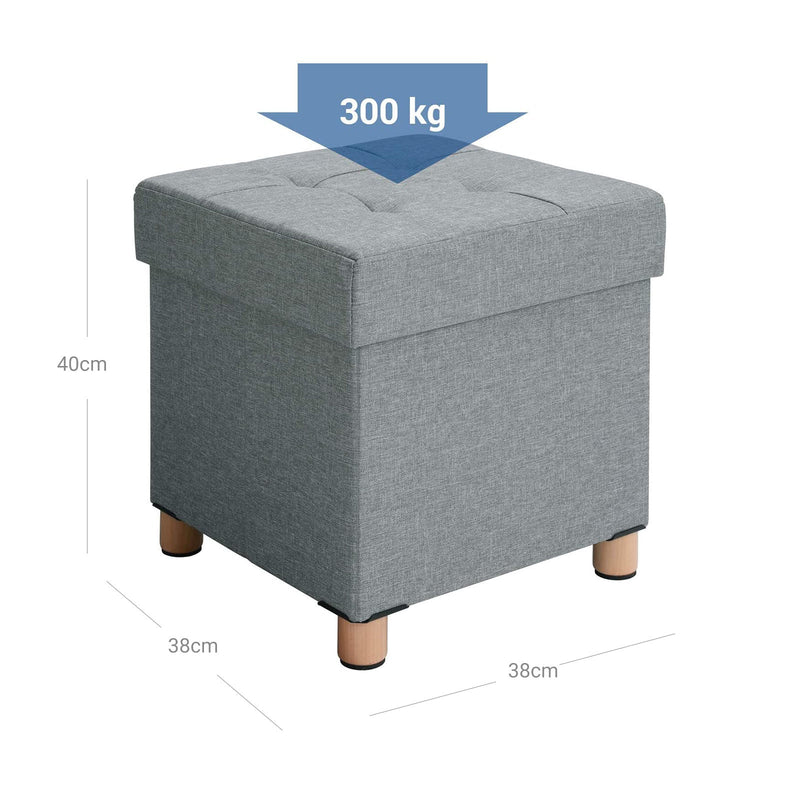 Taitava jakkara - istuinlaatikko - säilytystila - puiset jalat - päivitetty - verotettava jopa 300 kg