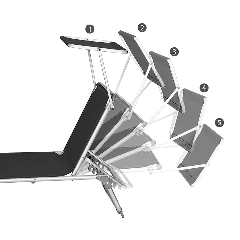 Lounger - Garden Chair - Lounger - med justerbar ryggstöd - Foldning - Lastkapacitet 150 kg