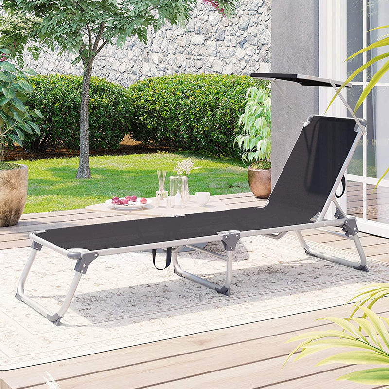 Lounger - Garden Chair - Lounger - med justerbar ryggstöd - Foldning - Lastkapacitet 150 kg