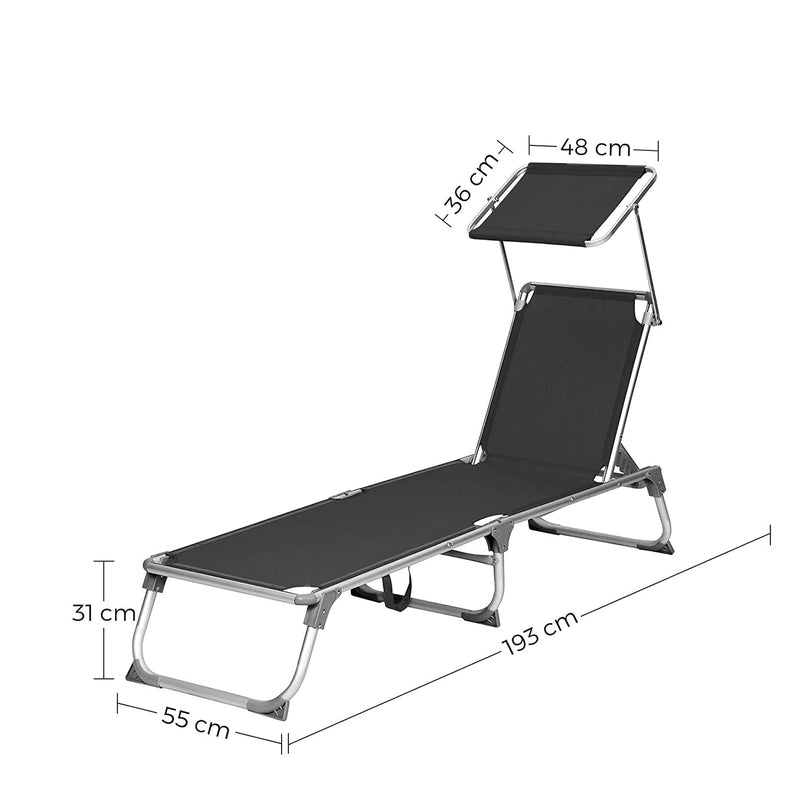 Lounger - Chaise de jardin - Lounger - avec dossier réglable - Pliage - Capacité de chargement 150 kg