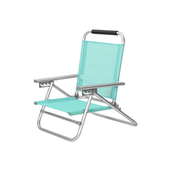 Chaise de plage - chaise pliante portable - dossier 4 -CHAPPLABLE RÉGLABLE - avec accoudoirs - bleu clair