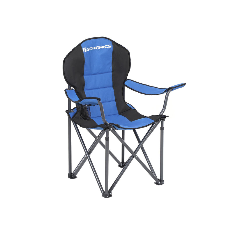 Chaise de camping - Chaise pliante - pliable - avec support de bouteille - noir bleu