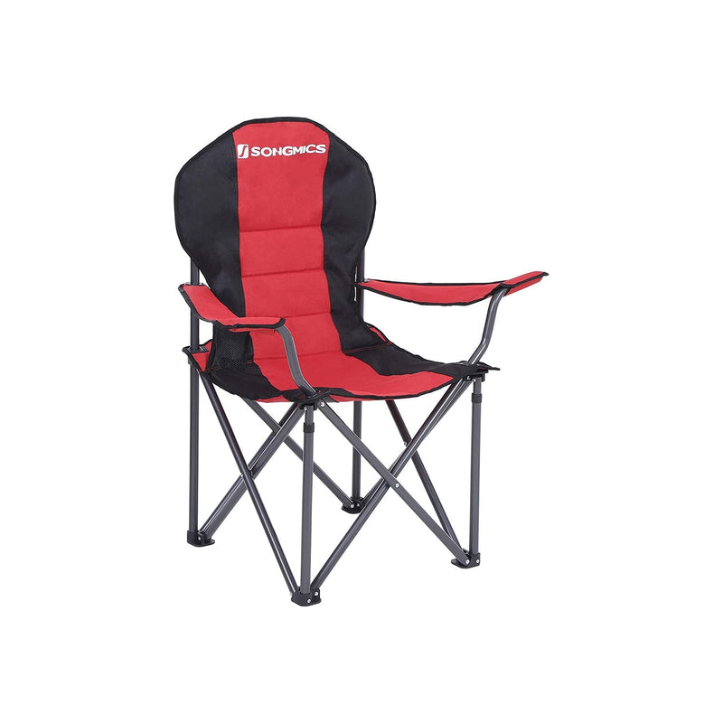 Chaises de camping - chaises pliantes - chaises de jardin - avec appuie-tête - ensemble de 2 - avec accoudoirs - rouge noir