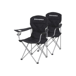 Chaises de camping - Chaises de plage - Ensemble de 2 chaises pliantes pliables - personnalisées jusqu'à 150 kg - noir