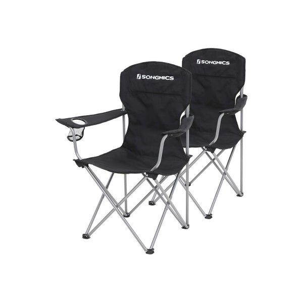 Campingstoelen - Strandstoelen - Set van 2 - Opvouwbare klapstoelen - Belastbaar tot 150 kg - Zwart