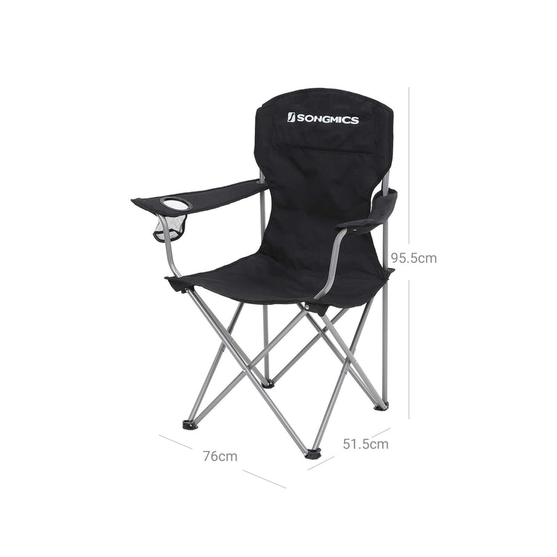 Campingstoelen - Strandstoelen - Set van 2 - Opvouwbare klapstoelen - Belastbaar tot 150 kg - Zwart