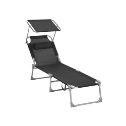 Sunter - Lounger - Loungebed - avec appui-tête - avec Sun Hood - Black