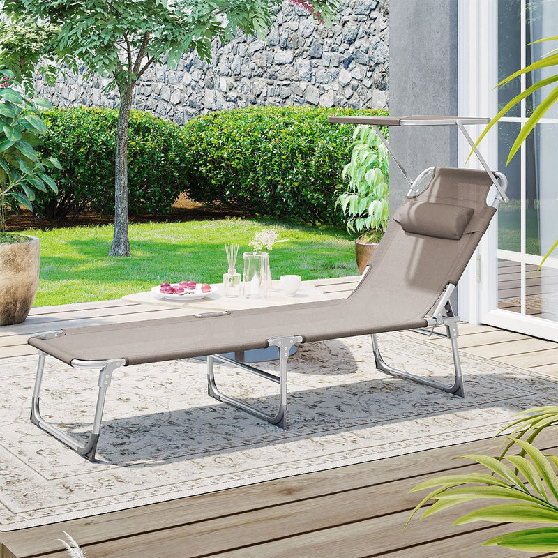 Sunter - Lounger - Garden Éclairage - Lounge Lounge - avec appuie-tête - avec Dash Sun - avec dossier réglable - Taupe