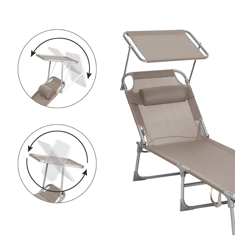 Sunter - Lounger - Garden Leam - Lounge Bed - niskatuki - Sun Dash - Säädettävä selkänoja - Taupe