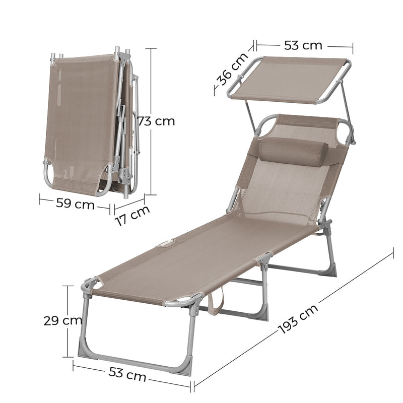 Sunter - Lounger - Garden Leam - Lounge Bed - niskatuki - Sun Dash - Säädettävä selkänoja - Taupe