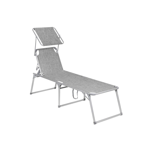 Stor solstol - Lounger - Lounger - sammenfoldelig - 65 x 200 x 48 cm - Maks. Skattebarhed 150 kg - Grå