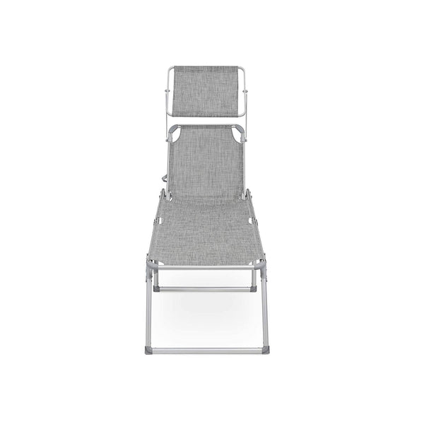 Grande chaise de soleil - Lounger - Lounger - pliable - 65 x 200 x 48 cm - Max. Taxabilité 150 kg - Gray