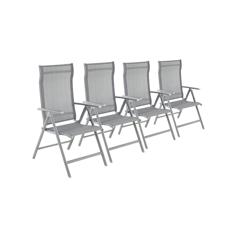 Chaises de jardin - Chaises pliantes - Ensemble de 4 - avec cadre en aluminium robuste - dossier réglable - Gray