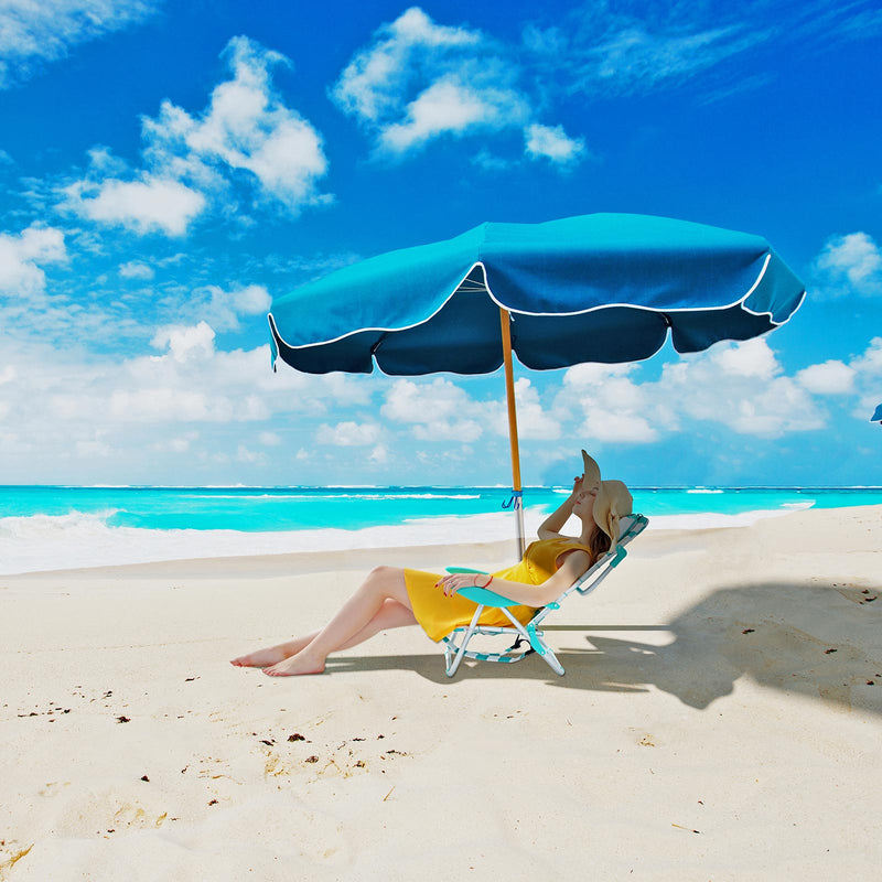 Chaise de plage - chaise de jardin - avec appui-tête amovible - Blauw Wit