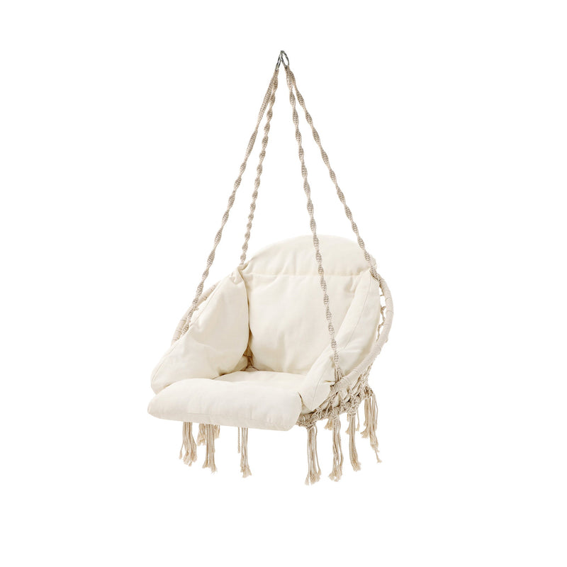 Chaise suspendue - hamac - avec coussin épais - beige