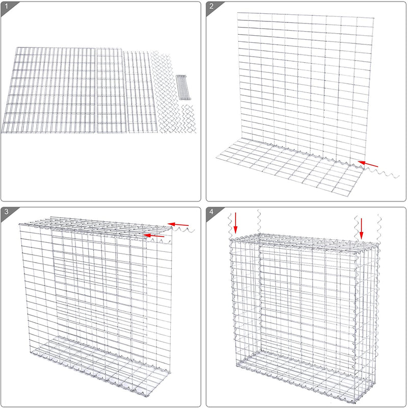 Schanskorf - Gabion - MADE AV METAL MESH - FÖR STENER - 100 x 95 x 30 cm - Silver