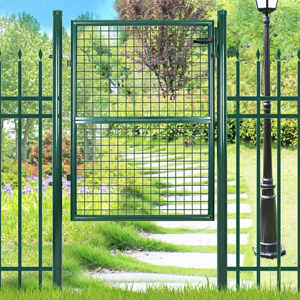 Garden Gate - Port - Steel - Med lås - dørknap og nøgle - 106 x 125 cm - Grøn