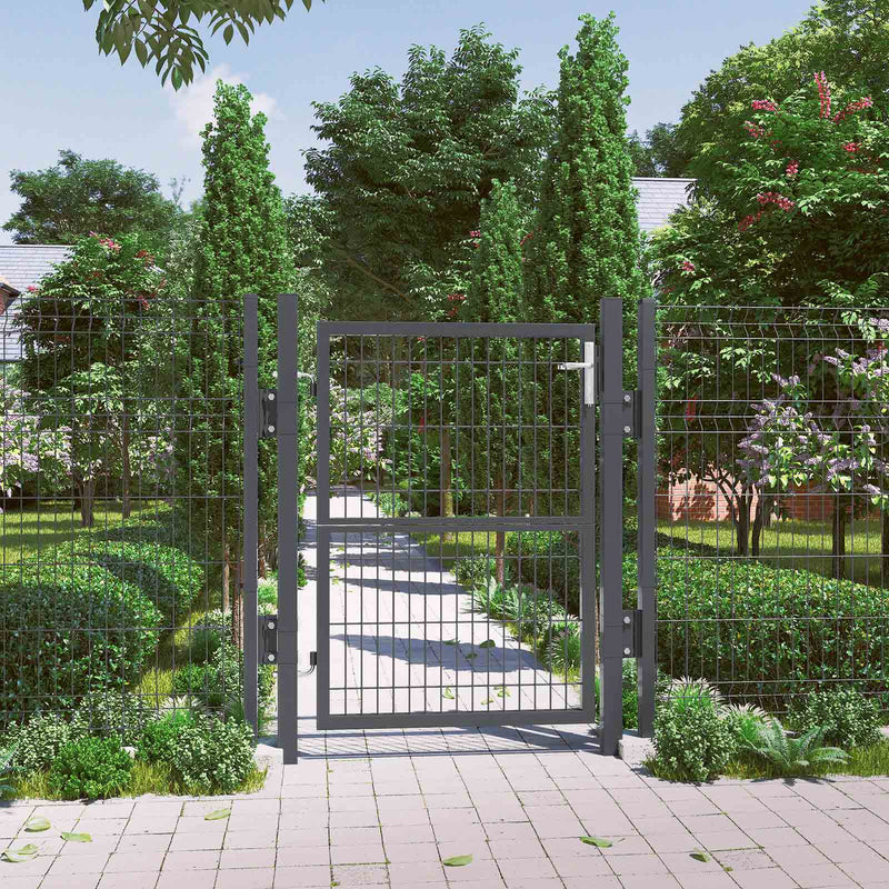 Garden Gate - Port - Acier - avec serrure - Bouton de porte et clé - 106 x 125 cm - noir