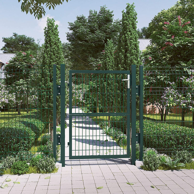 Tuinpoort - Tuindeur - Met slot - Deurklink en sleutel - 106 x 125 cm - Groen