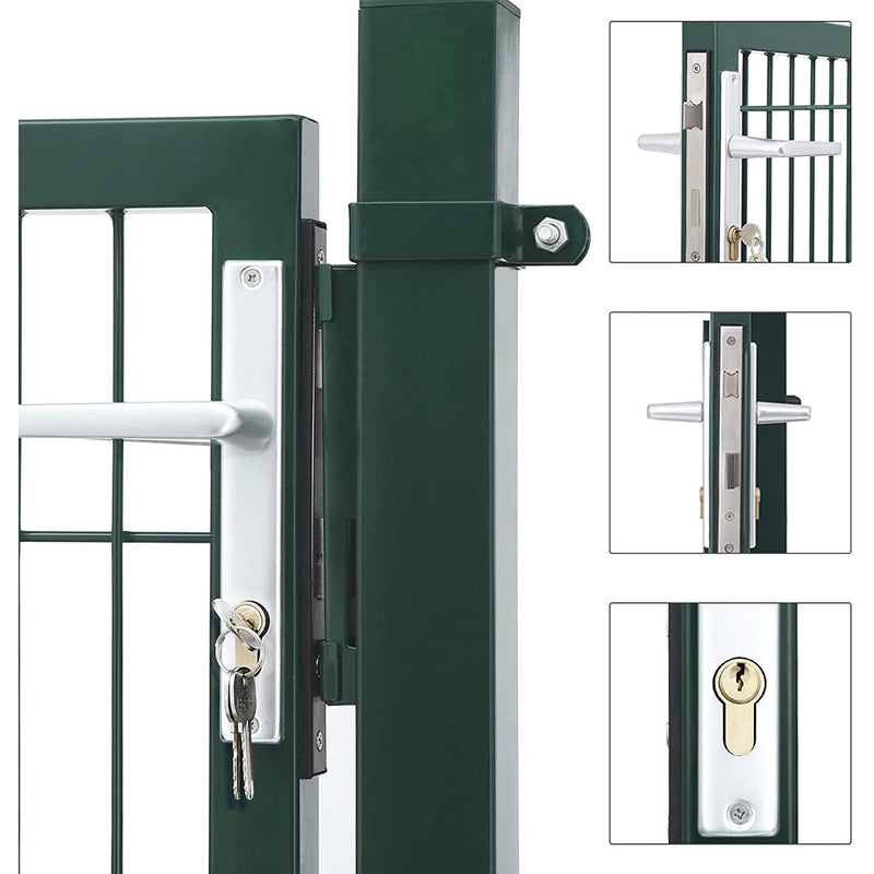 Garden Gate - Garden Door - Med Lock - Door Clink og Key - 106 x 125 cm - Grøn