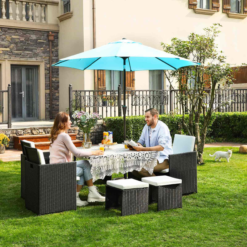 Ensemble de meubles de jardin - Van Polyrotan - Ensemble de salon - en rotin look - 2 chaises - avec table en verre - noir