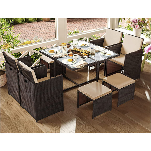 Set de mobilier de grădină - mobilier pentru sufragerie - masă și scaune - set de 9