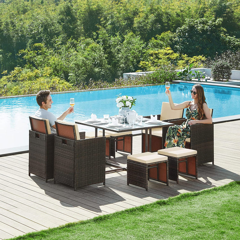 Ensemble de meubles de jardin - meubles de salle à manger - table à manger et chaises - ensemble de 9