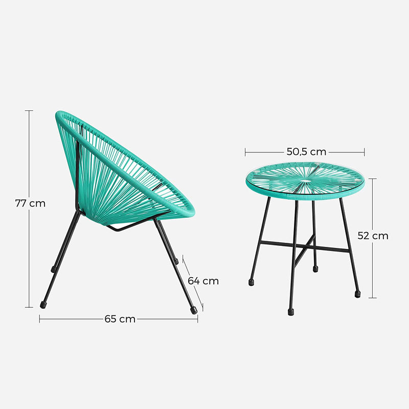 Lounge -setti - Parveke huonekalut - Puutarhahuonekalut - Patio Huonekalut - Sarja 3 - Sininen