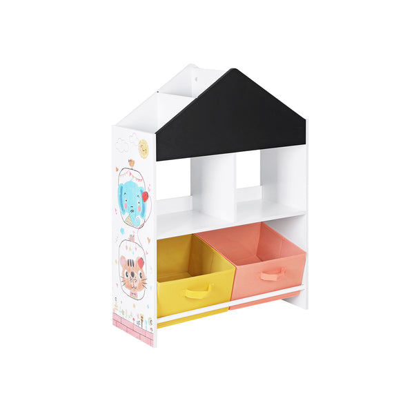 Kinderkamerrek - Kast van speelgoed - Met 4 vakken - Zwart oranje en geel