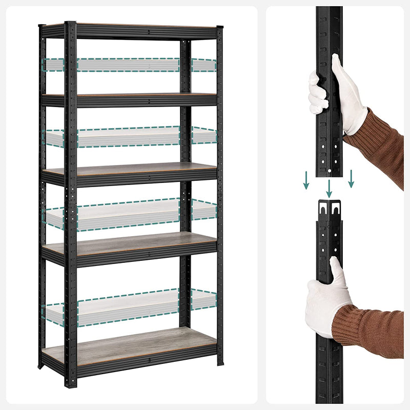 Opbevaringsstativ med 5 hylder - Justerbare hylder - 180 x 90 x 40 cm - til 875 kg belastningskapacitet