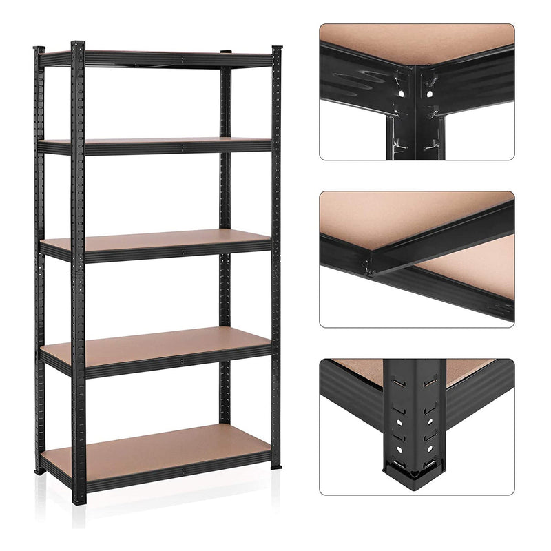 Racks de stockage - Ensemble de 2 à180 x 90 x 40 cm - à 875 kg de capacité de charge - noir