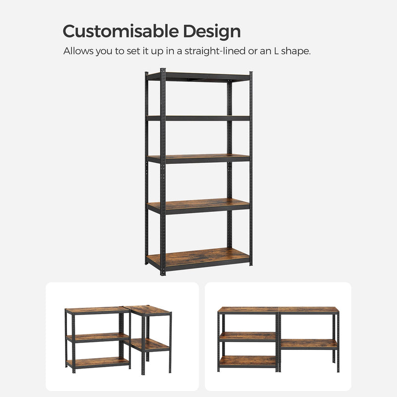 Rack de rangement avec 5 étagères - étagères réglables - 180 x 90 x 40 cm - jusqu'à 875 kg de capacité de chargement