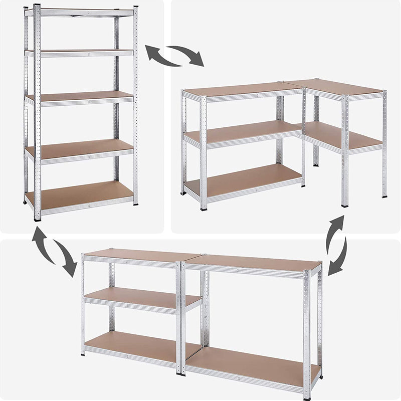 Racks de stockage - Ensemble de 2 -180 x 90 x 40 cm - à 875 kg de capacité de charge - argent