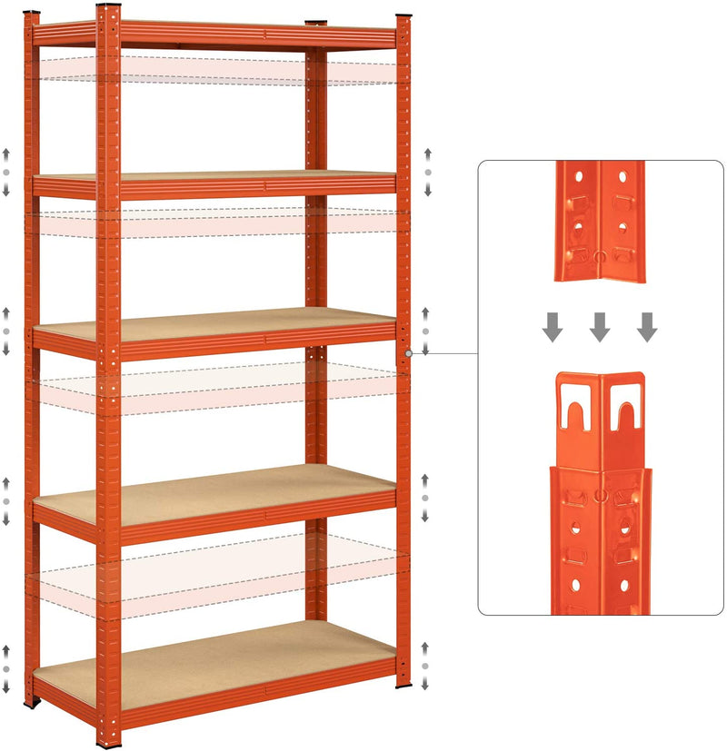 Rack de rangement avec 5 étagères - étagères réglables - 180 x 90 x 40 cm - jusqu'à 875 kg de capacité de chargement